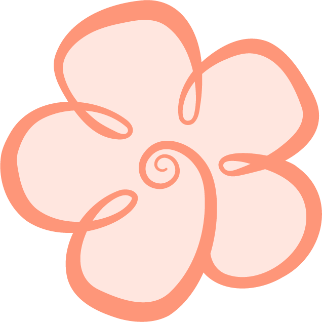 Stylised buttercup flower illustration with five rounded petals and pink outlines on a light background.