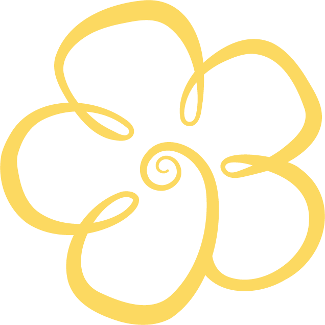 Stylised buttercup flower outline illustration with five rounded petals and yellow outlines on a transparent background.
